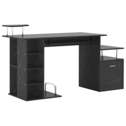 Portland Single Drawer and Shelves Workstation Black - Size: 152 x 60 x 88cm - Wilko - thumbnail 3