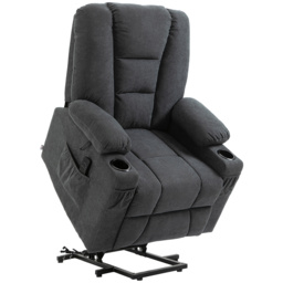 Portland Black Linen Oversized Riser Recliner Chair with Remote - Size: Single - Grey - Wilko - thumbnail 3