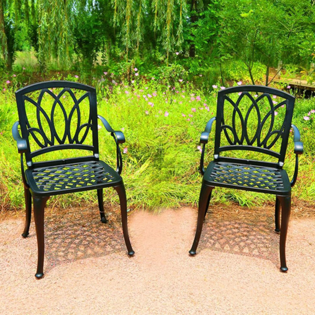 Centurion Positano Set of 2 Black Garden Bistro Chairs with Armrests - Size: 89 x 49.5 x 47cm - Wilko - image 1