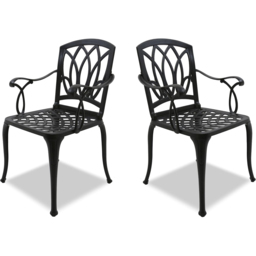Centurion Positano Set of 2 Black Garden Bistro Chairs with Armrests - Size: 89 x 49.5 x 47cm - Wilko - thumbnail 5