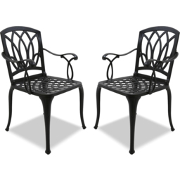 Centurion Positano Set of 2 Black Garden Bistro Chairs with Armrests - Size: 89 x 49.5 x 47cm - Wilko - thumbnail 3