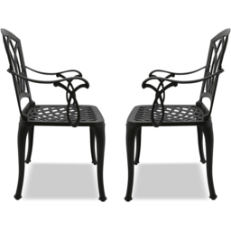 Centurion Positano Set of 2 Black Garden Bistro Chairs with Armrests - Size: 89 x 49.5 x 47cm - Wilko - thumbnail 7