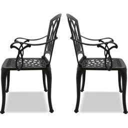 Centurion Positano Set of 2 Black Garden Bistro Chairs with Armrests - Size: 89 x 49.5 x 47cm - Wilko - thumbnail 4