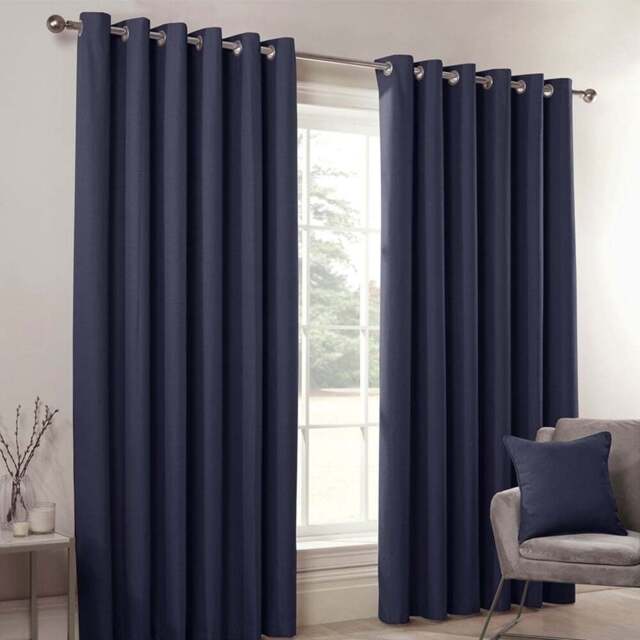 Divante Hoxton Navy Blackout Eyelet Curtains 183 x 168cm - Size: W 183 x D 168cm - Wilko - image 1