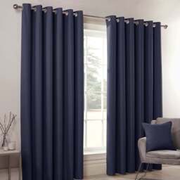 Divante Hoxton Navy Blackout Eyelet Curtains 183 x 168cm - Size: W 183 x D 168cm - Wilko
