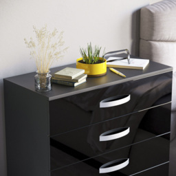 Vida Designs Hulio 5 Drawer Black Chest of Drawers - Wilko - thumbnail 4