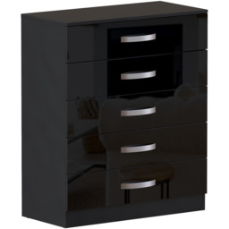 Vida Designs Hulio 5 Drawer Black Chest of Drawers - Wilko - thumbnail 3