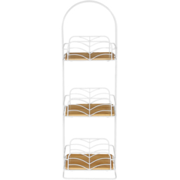 3 Tier Bamboo Storage Caddy  - White and Natural Wood - Wilko - thumbnail 3