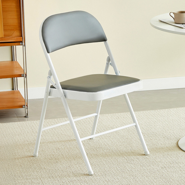 Set of 2 Grey Padded Folding Metal Dining Chairs - MCC - Wilko - image 1