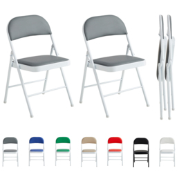 Set of 2 Grey Padded Folding Metal Dining Chairs - MCC - Wilko - thumbnail 3