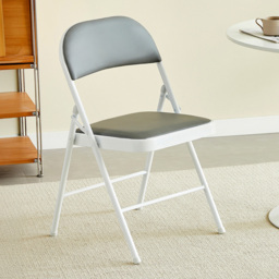 Set of 2 Grey Padded Folding Metal Dining Chairs - MCC - Wilko