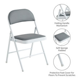 Set of 2 Grey Padded Folding Metal Dining Chairs - MCC - Wilko - thumbnail 7
