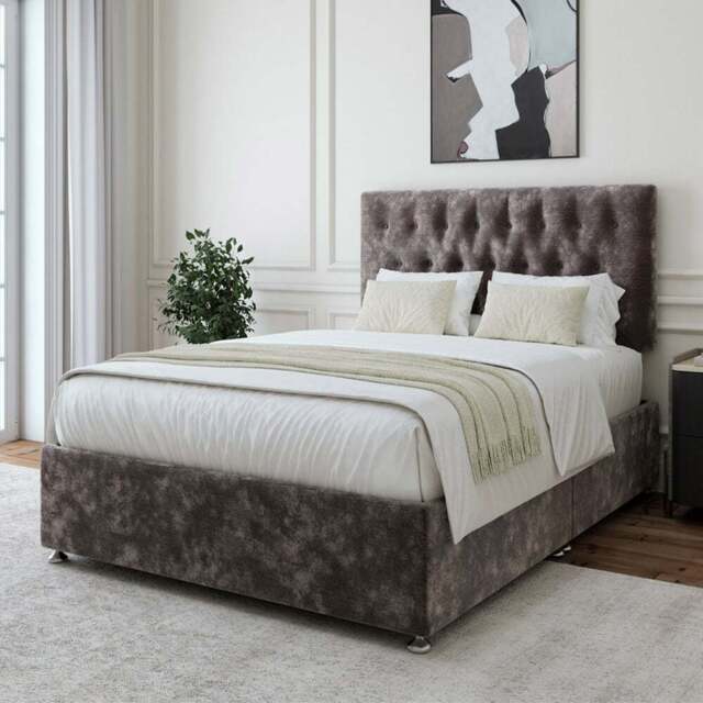 Bedmaster Single Charcoal Chenille Divan Base - Grey - Wilko - image 1