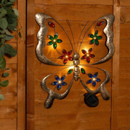 ValueLights Butterfly Solar Outdoor Multi Coloured Wall Art Garden Fence Ornament Light - Size: 3 x 44 x 41.5cm - Wilko - thumbnail 3