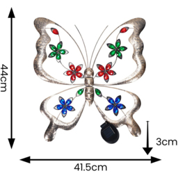 ValueLights Butterfly Solar Outdoor Multi Coloured Wall Art Garden Fence Ornament Light - Size: 3 x 44 x 41.5cm - Wilko - thumbnail 5