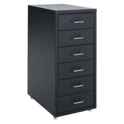 6 Drawer Cabinet with Wheels - Size: 68.5 x 28 x 41cm - Black - Living and Home - Wilko - thumbnail 1