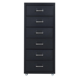 6 Drawer Cabinet with Wheels - Size: 68.5 x 28 x 41cm - Black - Living and Home - Wilko - thumbnail 4