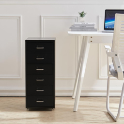 6 Drawer Cabinet with Wheels - Size: 68.5 x 28 x 41cm - Black - Living and Home - Wilko - thumbnail 7
