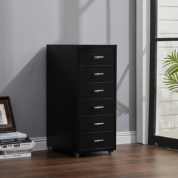 6 Drawer Cabinet with Wheels - Size: 68.5 x 28 x 41cm - Black - Living and Home - Wilko - thumbnail 3