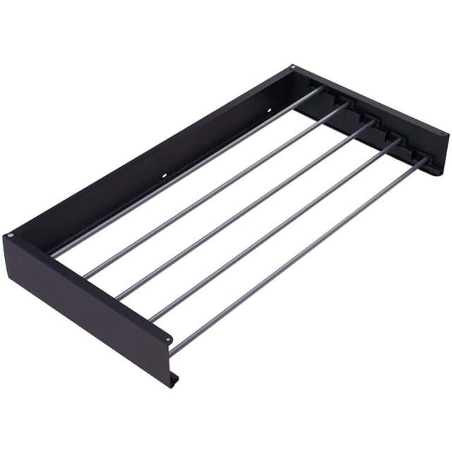 Living and Home Black Wall Mounted Towel Drying Rack - Size: 10 x 80 x 80cm - Wilko - image 1