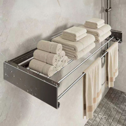 Living and Home Black Wall Mounted Towel Drying Rack - Size: 10 x 80 x 80cm - Wilko - thumbnail 3