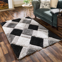 Origins Grey 3D Geo Shaggy Carved Rug 120 x 170cm - Origins Rugs - Wilko - thumbnail 3