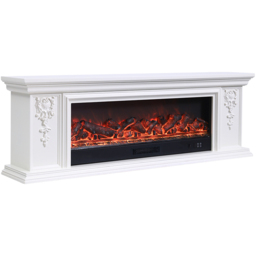 Living and Home Natural resin carved craftsman TV Stand Electric Fireplace Adjustable 7 Flame Colours with Remote - Size: 60 x 180 x 33 cm - White - W - thumbnail 3