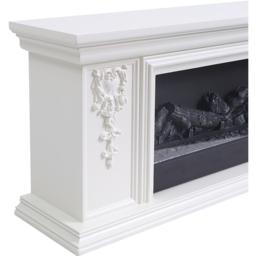 Living and Home Natural resin carved craftsman TV Stand Electric Fireplace Adjustable 7 Flame Colours with Remote - Size: 60 x 180 x 33 cm - White - W - thumbnail 4