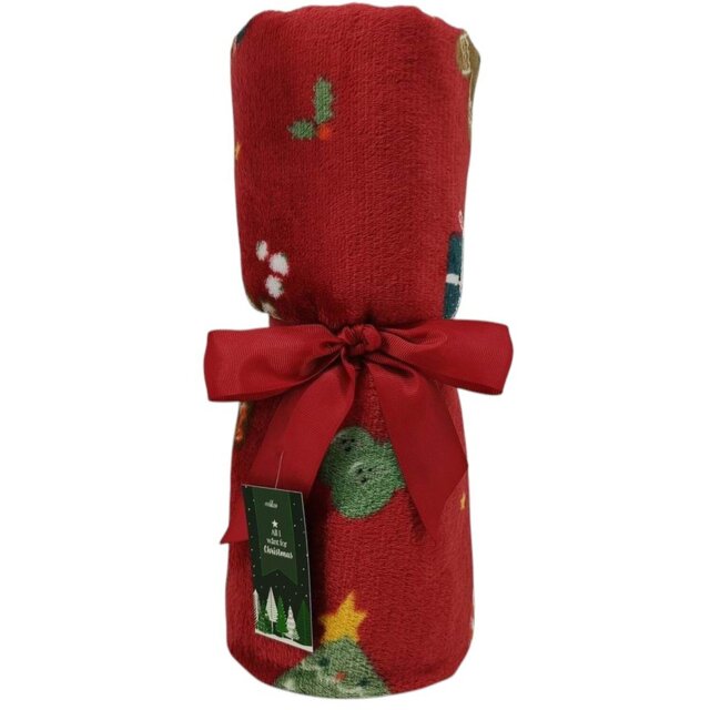 Christmas Friends Fleece Throw Red - Wilko - image 1