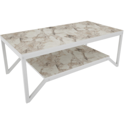Decorotika Flora Single Shelf White Marble and White Modern Coffee Table - Size: 45.8 x 120 x 60cm - Wilko - thumbnail 3