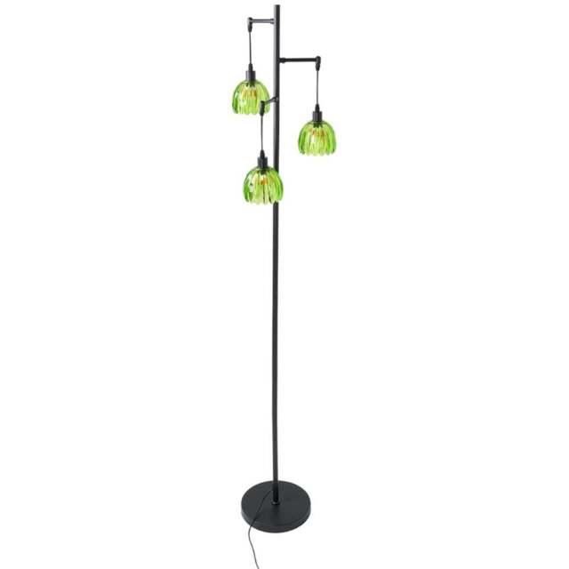 Living and Home Green Crystal Shade Black Metal E14 Floor Lamp - Size: 175 x 24.5 x 24.5cm - Green + Black - Wilko - image 1