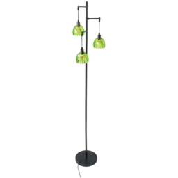Living and Home Green Crystal Shade Black Metal E14 Floor Lamp - Size: 175 x 24.5 x 24.5cm - Green + Black - Wilko