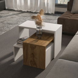 Decorotika Andro White Oud Nest of Tables Set of 3 - Size: 35 x 65 x 46.8cm - Multi - Wilko - thumbnail 6