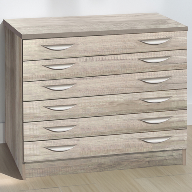 R White Cabinets 6 Drawer Grey A2 Plan Chest of Drawers - Wilko - image 1