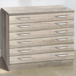 R White Cabinets 6 Drawer Grey A2 Plan Chest of Drawers - Wilko - thumbnail 1