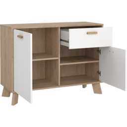 Furniture To Go 2 Door Single Drawer White and Brown Sideboard - Wilko - thumbnail 5