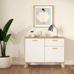 Furniture To Go 2 Door Single Drawer White and Brown Sideboard - Wilko - thumbnail 7