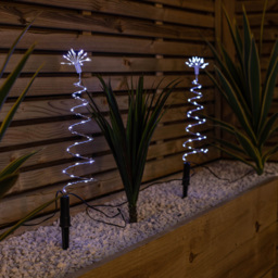 Samuel Alexander 4 Pack White Spiral LED Christmas Tree Garden Path Light - Size: 30 x 20 x 7cm - Silver - Wilko - thumbnail 3