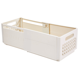 H&O Direct Small Plastic Expandable Storage Organiser - Size: 8 x 10 x 48cm - Cream - Wilko