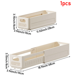 H&O Direct Small Plastic Expandable Storage Organiser - Size: 8 x 10 x 48cm - Cream - Wilko - thumbnail 6