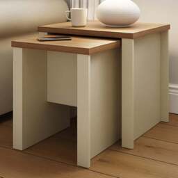 GFW Lancaster Cream Nest of Tables Set of 2 - Size: 44 x 50 x 49cm - Wilko