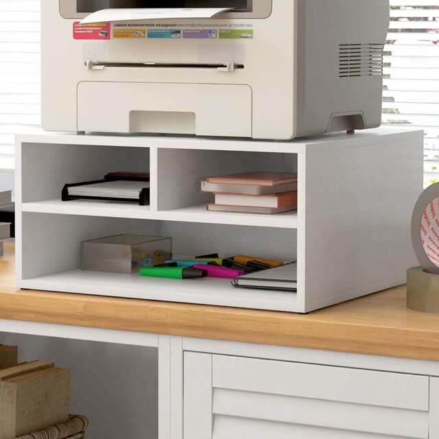 HOMCOM 3 Compartment White Desktop Printer Stand - Size: 22.5 cm x 40.0 cm x 47.0 cmcm - Wilko - image 1