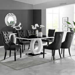 Furniturebox Lucia Kensington 6 Seater Dining Set Black Gloss - Wilko - thumbnail 1
