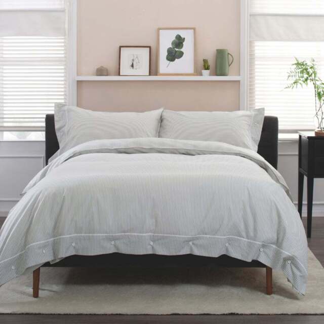 The Lyndon Company Southport Double Green and White Duvet Set - Multi - Wilko - image 1
