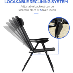 Outsunny Set of 2 Black Foldable Sun Lounger - Size: 1 Seater - Wilko - thumbnail 6