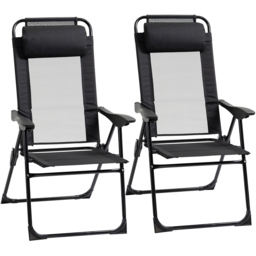Outsunny Set of 2 Black Foldable Sun Lounger - Size: 1 Seater - Wilko - thumbnail 3