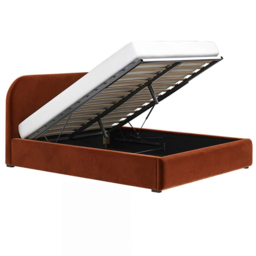 Flair Alba Double Burnt Orange Velvet Ottoman Bed - Wilko - thumbnail 4