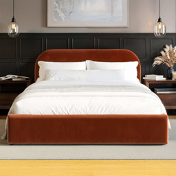 Flair Alba Double Burnt Orange Velvet Ottoman Bed - Wilko - thumbnail 6