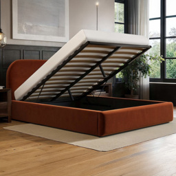 Flair Alba Double Burnt Orange Velvet Ottoman Bed - Wilko - thumbnail 5