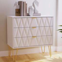Crowndale Diamond 3 Drawer Matt White Chest of Drawers - Wilko - thumbnail 7